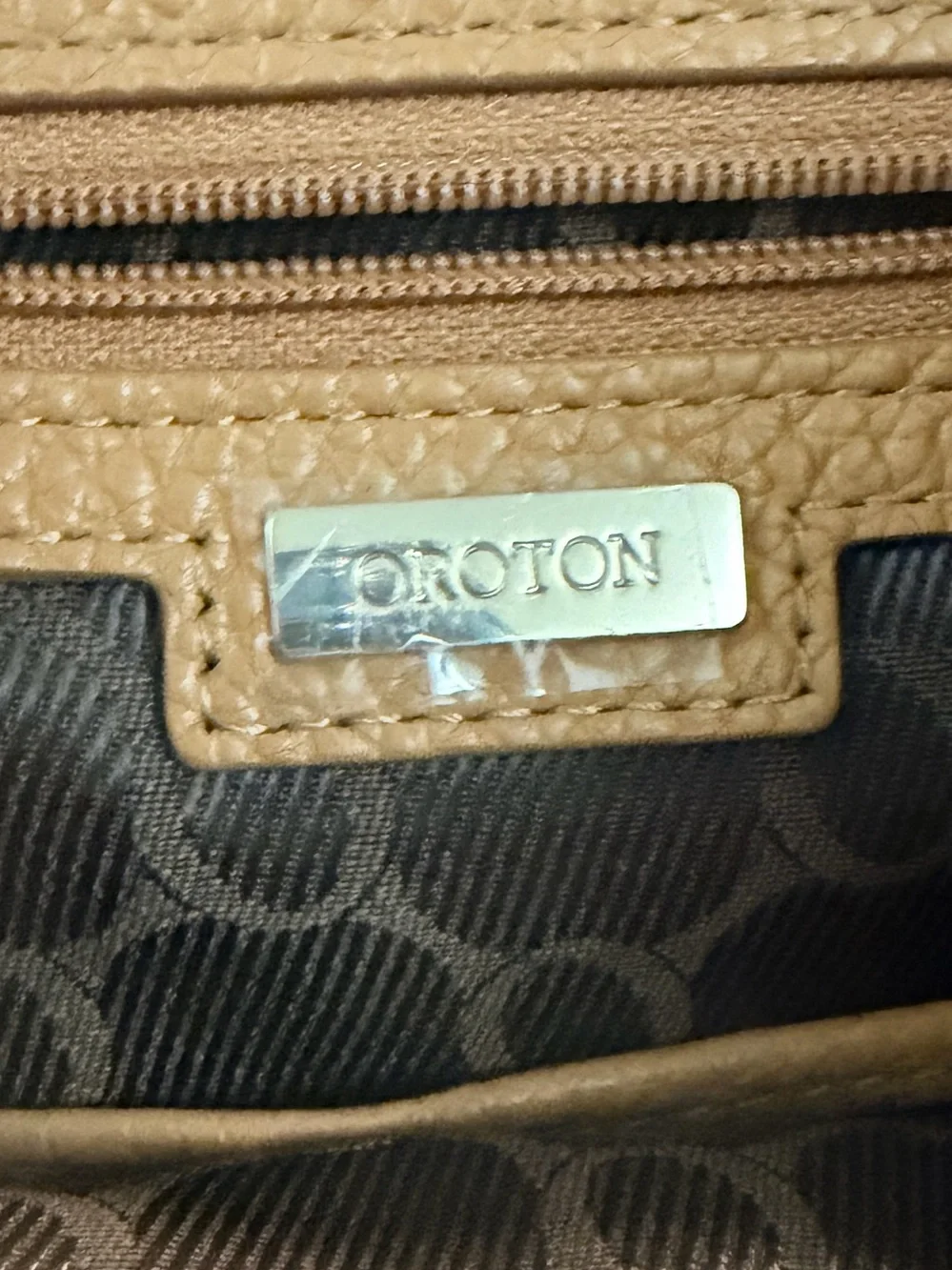 Oroton Tan Pebble Leather Dylan Medium Backpack